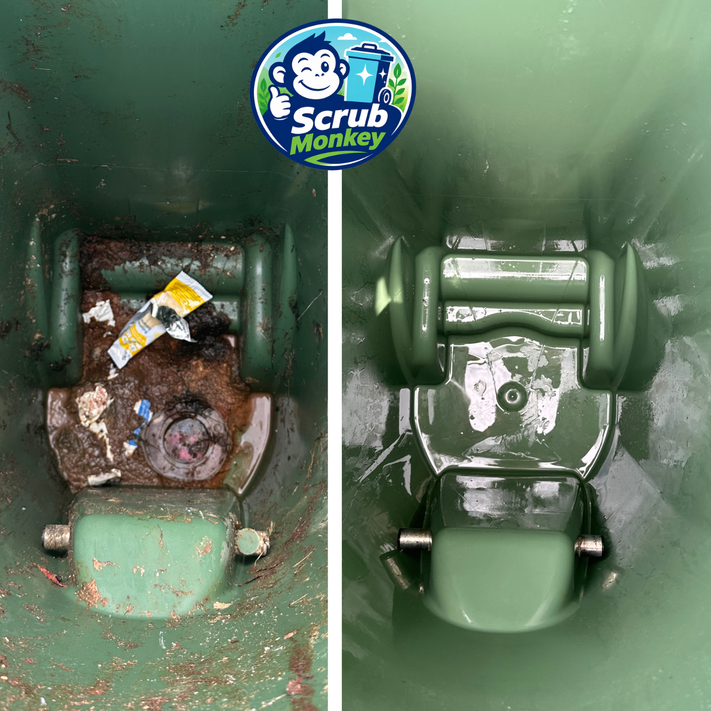 Before and after of an Ottawa curbside bin clean